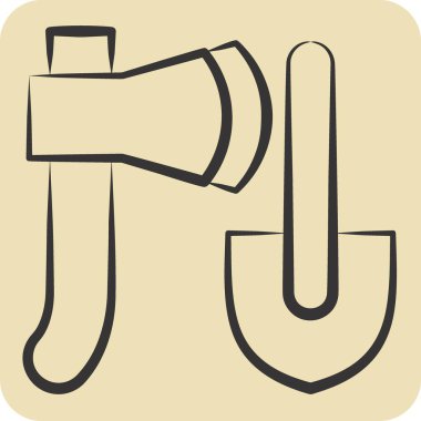 Simge Araçları. Boş ve Seyahat sembolüyle ilgili. El çizimi tarzı. Basit tasarım çizimi.