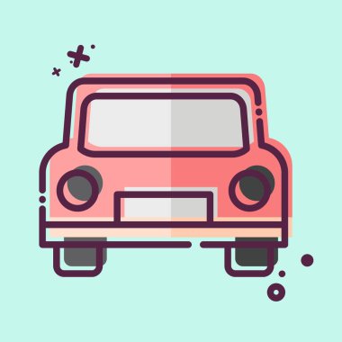 Simge Taksi. Boş ve Seyahat sembolüyle ilgili. MBE tarzı. Basit tasarım çizimi.