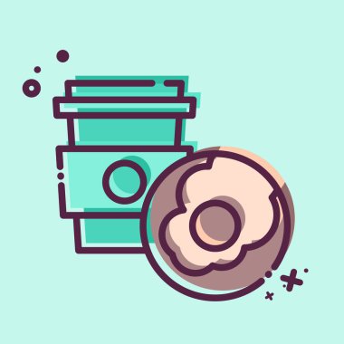 Simge Kahvaltısı. Boş ve Seyahat sembolüyle ilgili. MBE tarzı. Basit tasarım çizimi.