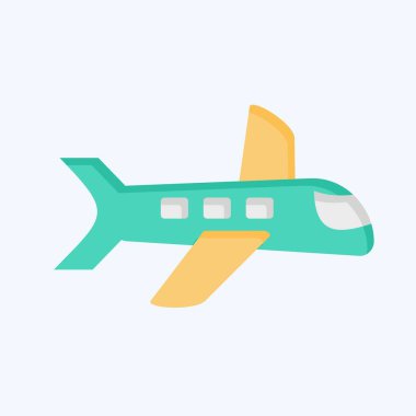 Simge Uçuşu. Boş ve Seyahat sembolüyle ilgili. Düz stil. Basit tasarım çizimi.