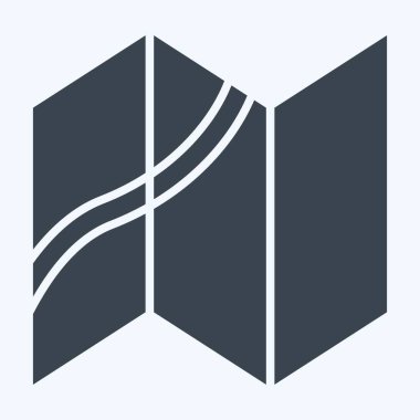 Simge haritası. Boş ve Seyahat sembolüyle ilgili. Kabartma tarzı. Basit tasarım çizimi.