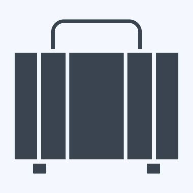 Simge bagajı. Boş ve Seyahat sembolüyle ilgili. Kabartma tarzı. Basit tasarım çizimi.