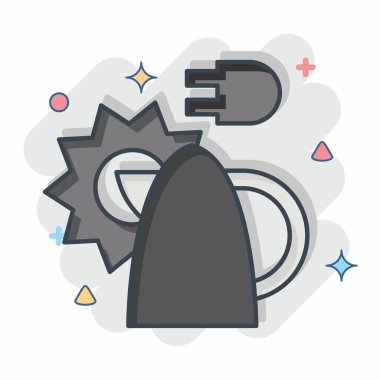 Simge Güneş Paneli Aygıtı. Güneş Paneli sembolüyle ilgili. Çizgi roman. Basit tasarım çizimi.