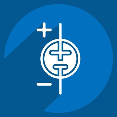 Simge Güneş Hücresi. Güneş Paneli sembolüyle ilgili. Uzun gölge tarzı. Basit tasarım çizimi.