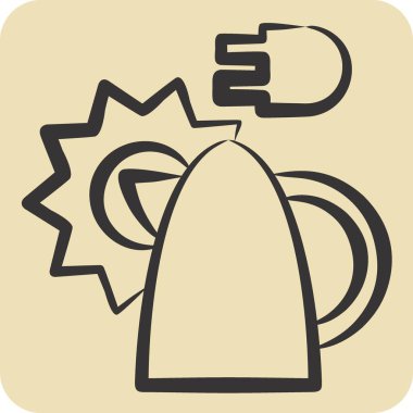 Simge Güneş Paneli Aygıtı. Güneş Paneli sembolüyle ilgili. El çizimi tarzı. Basit tasarım çizimi.