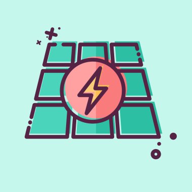 Simge fotovoltaik. Güneş Paneli sembolüyle ilgili. MBE tarzı. Basit tasarım çizimi.