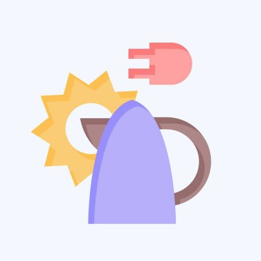 Simge Güneş Paneli Aygıtı. Güneş Paneli sembolüyle ilgili. Düz stil. Basit tasarım çizimi.