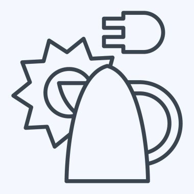 Simge Güneş Paneli Aygıtı. Güneş Paneli sembolüyle ilgili. Sıra tarzı. Basit tasarım çizimi.