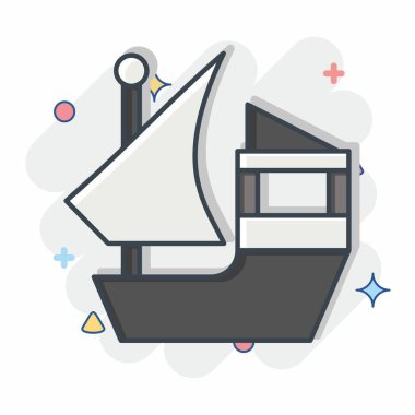 Simge Teknesi. Katar sembolüyle ilgili. Çizgi roman. Basit tasarım çizimi.