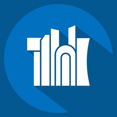 Icon Doha. Katar sembolüyle ilgili. Uzun gölge tarzı. Basit tasarım çizimi.