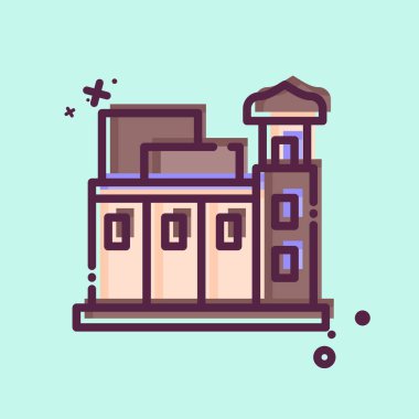 Icon Souq Waqif. Katar sembolüyle ilgili. MBE tarzı. Basit tasarım çizimi.