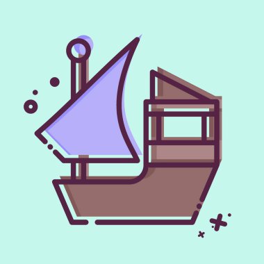 Simge Teknesi. Katar sembolüyle ilgili. MBE tarzı. Basit tasarım çizimi.