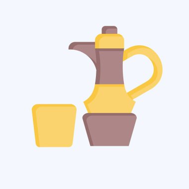 Simge Kahve. Katar sembolüyle ilgili. Düz stil. Basit tasarım çizimi.