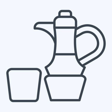 Simge Kahve. Katar sembolüyle ilgili. Sıra tarzı. Basit tasarım çizimi.