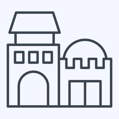 Icon Arap Evi. Katar sembolüyle ilgili. Sıra tarzı. Basit tasarım çizimi.