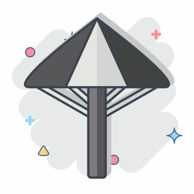 İkon Wagasa. Japonya sembolüyle ilgili. Çizgi roman. Basit tasarım çizimi.