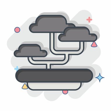 Icon Bonsai. Japonya sembolüyle ilgili. Çizgi roman. Basit tasarım çizimi.