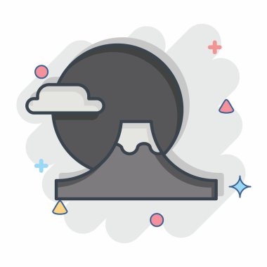 Simge Fuji Dağı. Japonya sembolüyle ilgili. Çizgi roman. Basit tasarım çizimi.