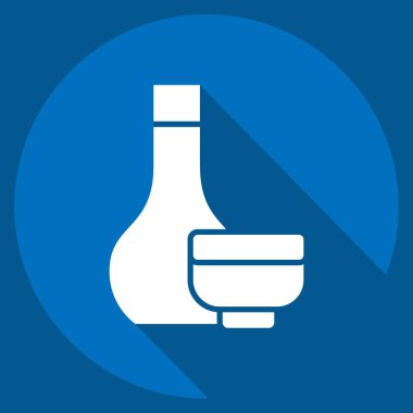 Simge Sake. Japonya sembolüyle ilgili. Uzun gölge tarzı. Basit tasarım çizimi.