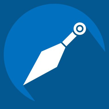 İkon Kunai. Japonya sembolüyle ilgili. Uzun gölge tarzı. Basit tasarım çizimi.