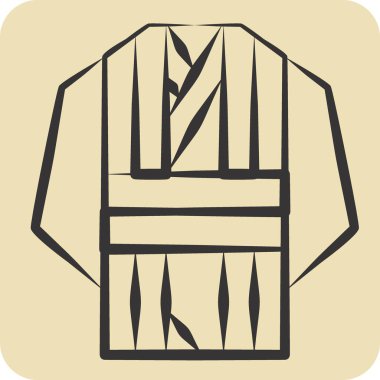 Simge Yukata. Japonya sembolüyle ilgili. El çizimi tarzı. Basit tasarım çizimi.