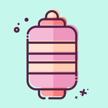 Simge Kağıt Feneri. Japonya sembolüyle ilgili. MBE tarzı. Basit tasarım çizimi.