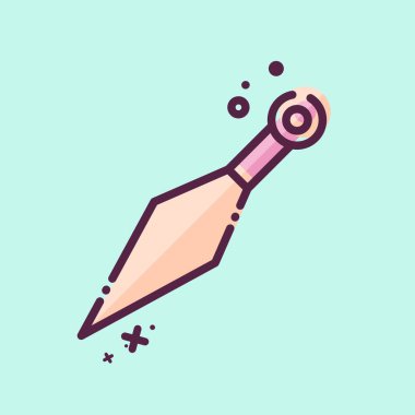 İkon Kunai. Japonya sembolüyle ilgili. MBE tarzı. Basit tasarım çizimi.