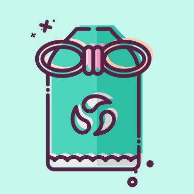 İkon Omamori. Japonya sembolüyle ilgili. MBE tarzı. Basit tasarım çizimi.