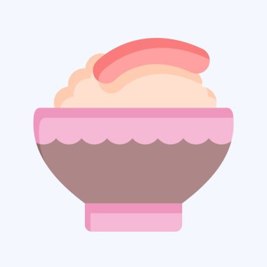 İkon Kabayaki. Japonya sembolüyle ilgili. Düz stil. Basit tasarım çizimi.