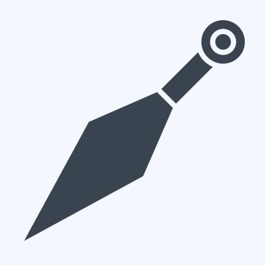 İkon Kunai. Japonya sembolüyle ilgili. Kabartma tarzı. Basit tasarım çizimi.