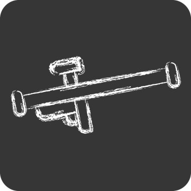 Simge Silahı. Askeri ve Ordu sembolüyle ilgili. Tebeşir stili. Basit tasarım çizimi
