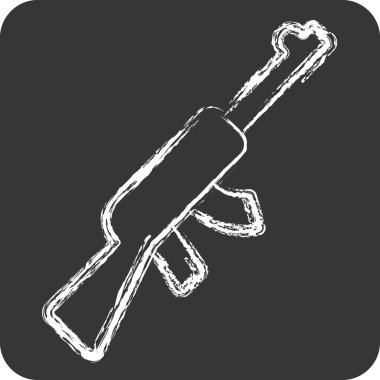 Simge Tüfeği. Askeri ve Ordu sembolüyle ilgili. Tebeşir stili. Basit tasarım çizimi