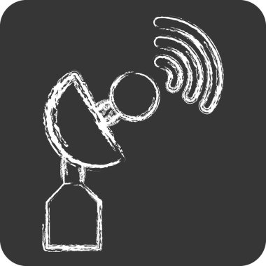 Simge Uydu Çanağı. Askeri ve Ordu sembolüyle ilgili. Tebeşir stili. Basit tasarım çizimi