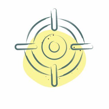 Simge Hedefi. Askeri ve Ordu sembolüyle ilgili. Renkli Leke Biçimi. Basit tasarım çizimi