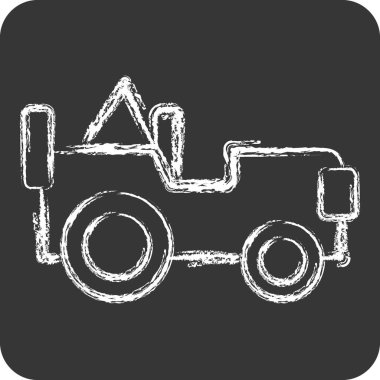 Simge Ordu Jeep 'i. Askeri ve Ordu sembolüyle ilgili. Tebeşir stili. Basit tasarım çizimi