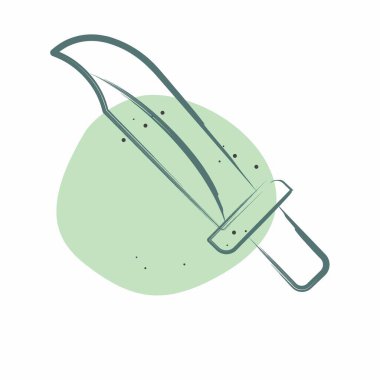 Simge Bıçağı. Askeri ve Ordu sembolüyle ilgili. Renkli Leke Biçimi. Basit tasarım çizimi