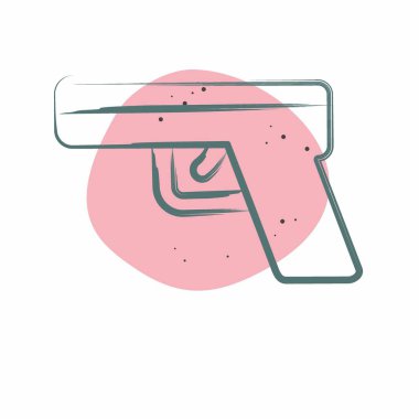 Simge Silahı. Askeri ve Ordu sembolüyle ilgili. Renkli Leke Biçimi. Basit tasarım çizimi