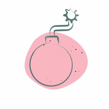 Simge bombası. Askeri ve Ordu sembolüyle ilgili. Renkli Leke Biçimi. Basit tasarım çizimi