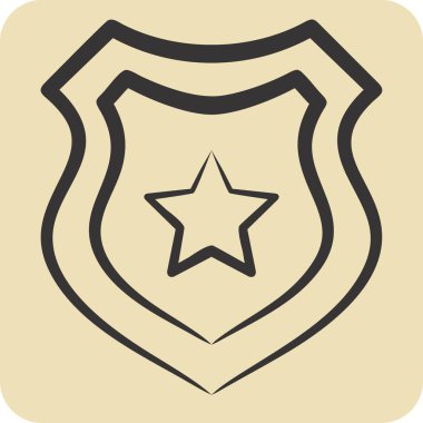 Simge koruma kalkanı. Askeri ve Ordu sembolüyle ilgili. El çizimi tarzı. Basit tasarım çizimi