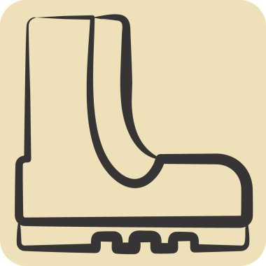 İkon Ordu Ayakkabısı. Askeri ve Ordu sembolüyle ilgili. El çizimi tarzı. Basit tasarım çizimi