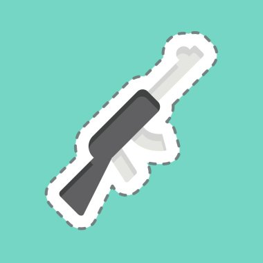 Çıkartma hattı Tüfek Tüfeğini kesti. Askeri ve Ordu sembolüyle ilgili. Basit tasarım çizimi