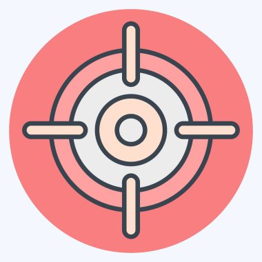 Simge Hedefi. Askeri ve Ordu sembolüyle ilgili. renk arkadaşı stili. Basit tasarım çizimi