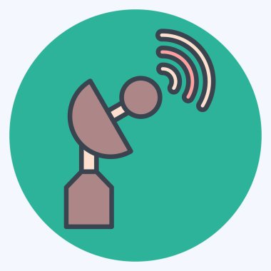 Simge Uydu Çanağı. Askeri ve Ordu sembolüyle ilgili. renk arkadaşı stili. Basit tasarım çizimi