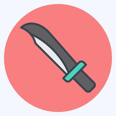 Simge Bıçağı. Askeri ve Ordu sembolüyle ilgili. renk arkadaşı stili. Basit tasarım çizimi