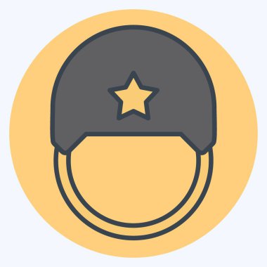 Simge Ordusu Miğferi. Askeri ve Ordu sembolüyle ilgili. renk arkadaşı stili. Basit tasarım çizimi