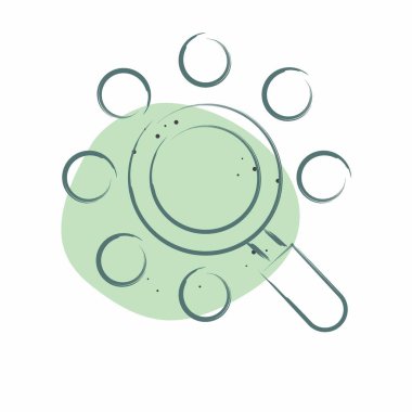 Simge Araması. Sosyal Ağ sembolüyle ilgili. Renkli Leke Biçimi. Basit tasarım çizimi