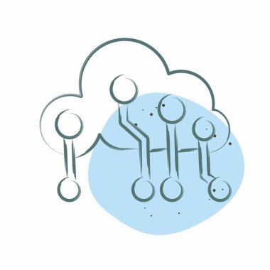 Icon Sevice. Sosyal Ağ sembolüyle ilgili. Renkli Leke Biçimi. Basit tasarım çizimi