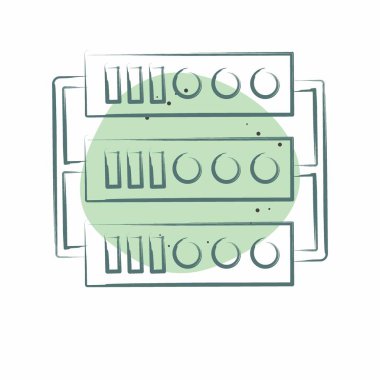 Simge Sunucusu. Sosyal Ağ sembolüyle ilgili. Renkli Leke Biçimi. Basit tasarım çizimi
