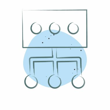 Simge Verisi. Sosyal Ağ sembolüyle ilgili. Renkli Leke Biçimi. Basit tasarım çizimi