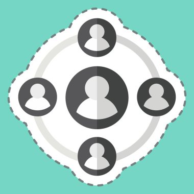 Çıkartma hattı Sosyal Hizmetler 'i kesti. Sosyal Ağ sembolüyle ilgili. Basit tasarım çizimi